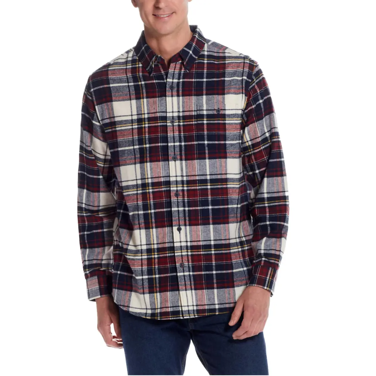 Weatherproof Vintage Men’S Cotton Blend Brushed Flannel Button Down Plaid Shirt 1