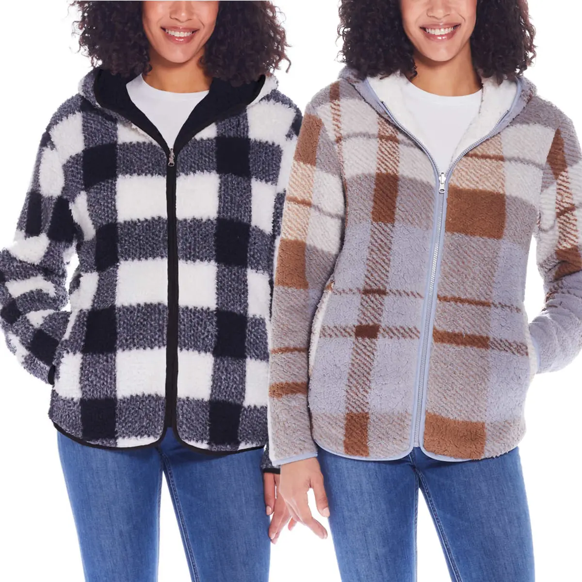 Weatherproof Women's Reversible Ultra Cozy Plush Fleece Plaid Jacket 1