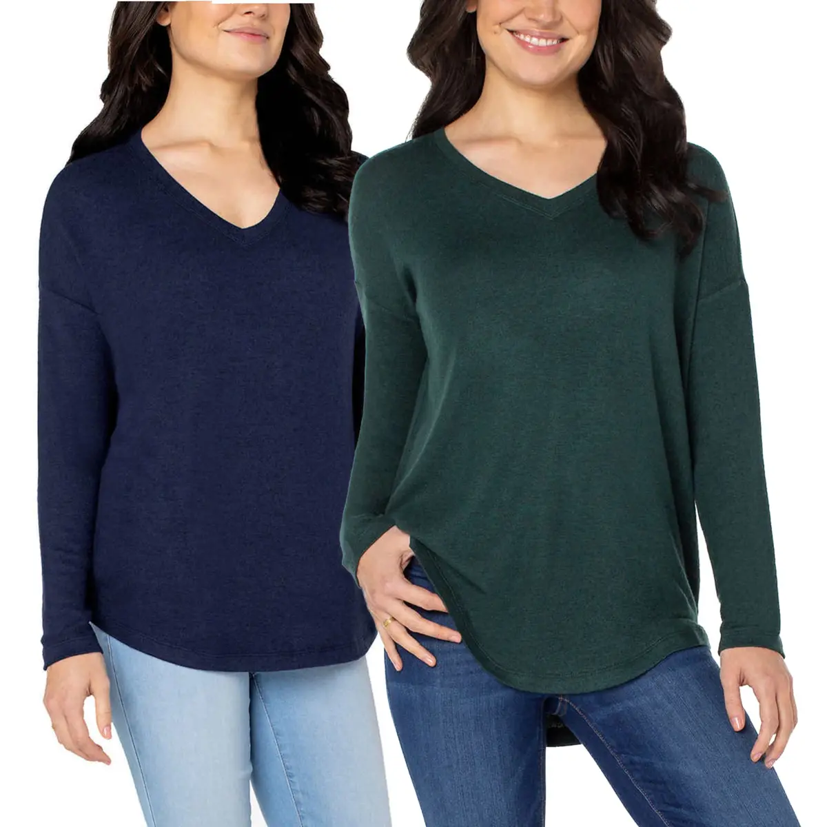 Well Worn Women's Ultra Soft V-Neck Lightweight Knit Sweater Relaxed Fit Top 1
