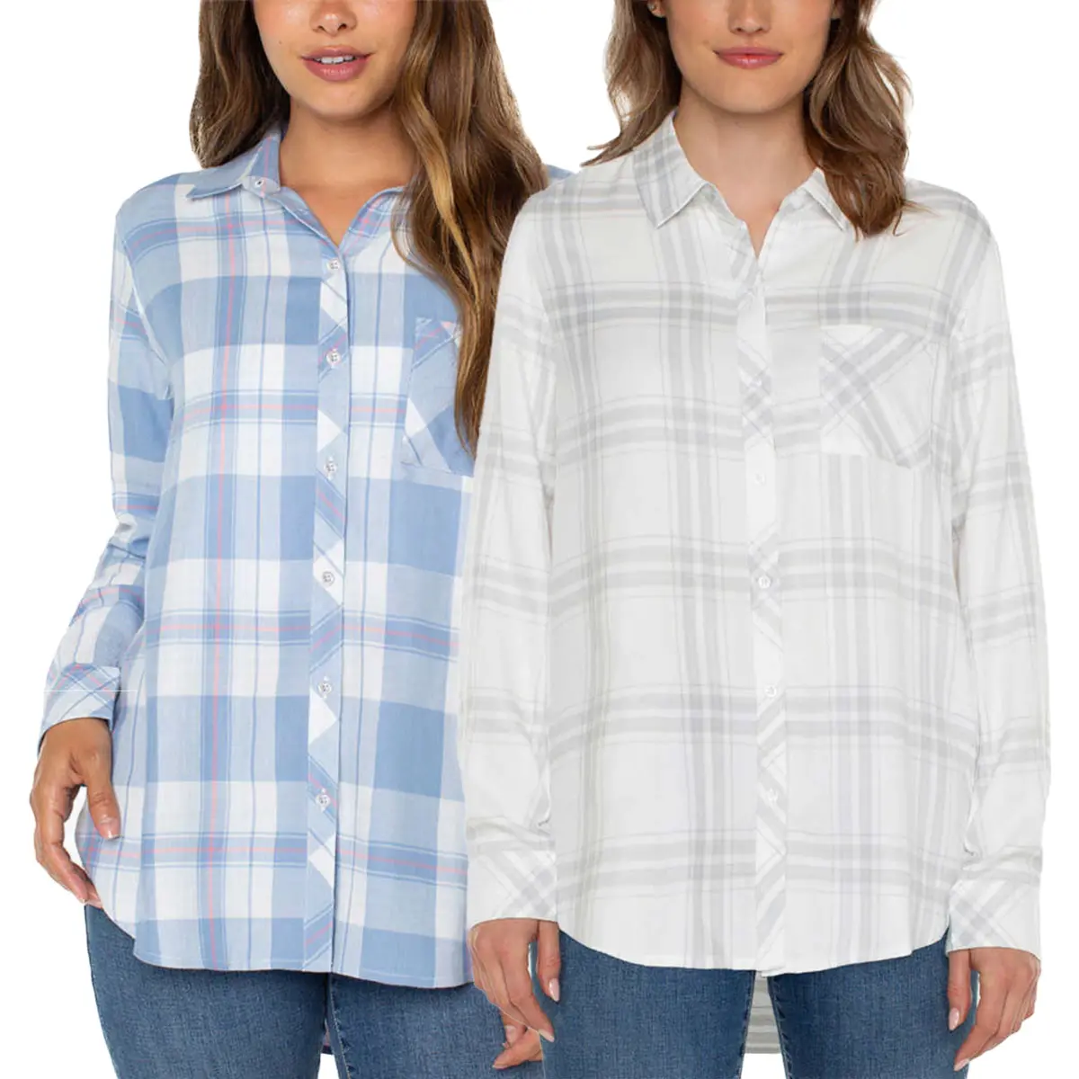 Well Worn Women's' Long Sleeve Classic Plaid Button-Up Shirt 1