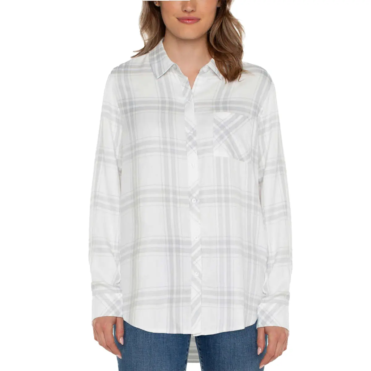 Well Worn Women's' Long Sleeve Classic Plaid Button-Up Shirt 1
