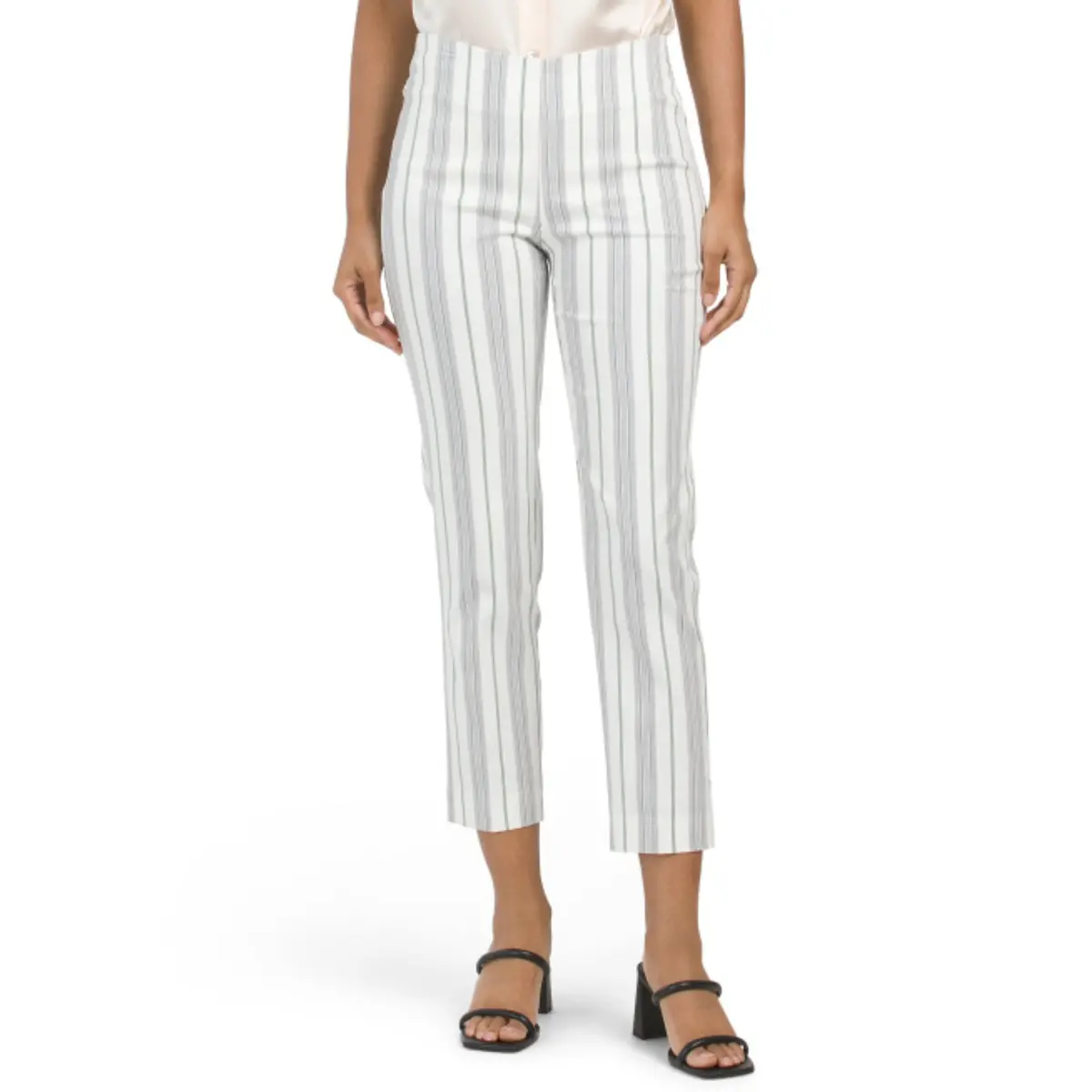 Zac & Rachel Women's High Rise Slim Fit Striped Cropped Pants 1