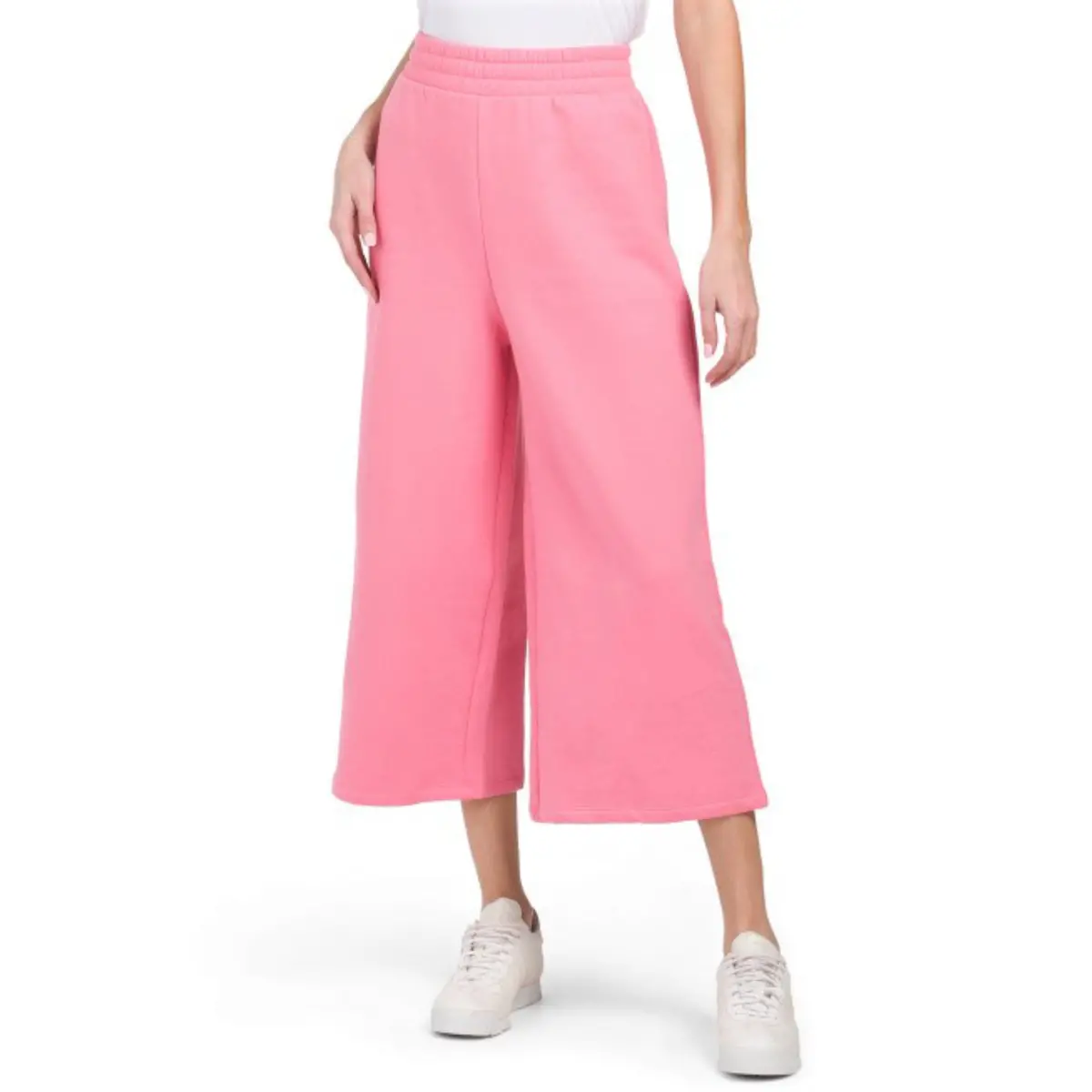 Zara Women's Wide Leg Cropped Soft Cotton Fleece Lined Casual Active Pants 1