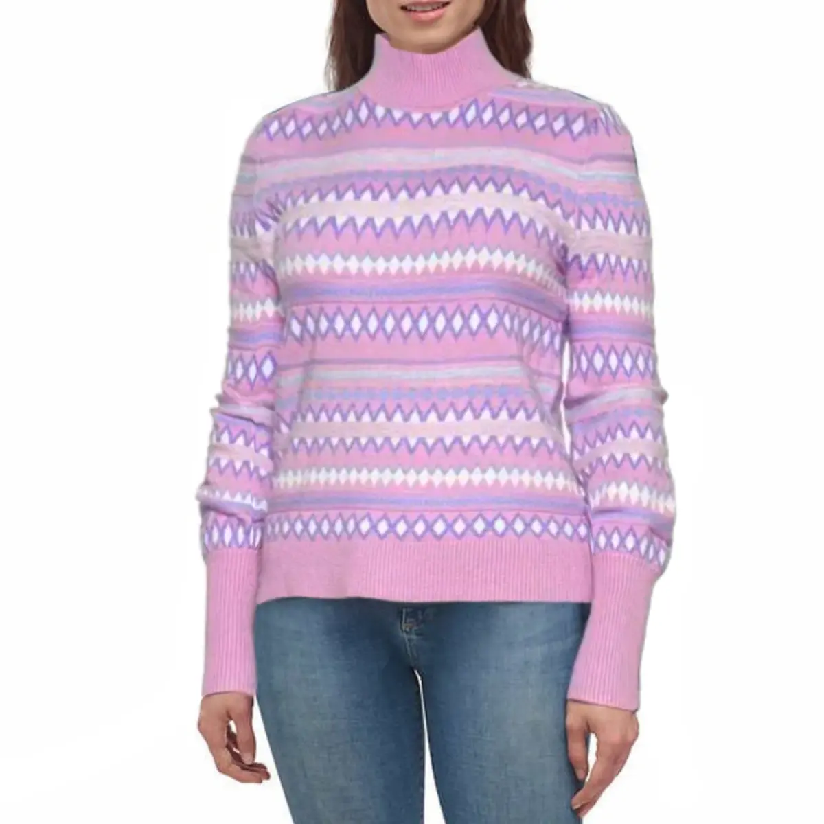 Aspen Women's Super Soft Knit Fair Isle Funnel Neck Sweater 5
