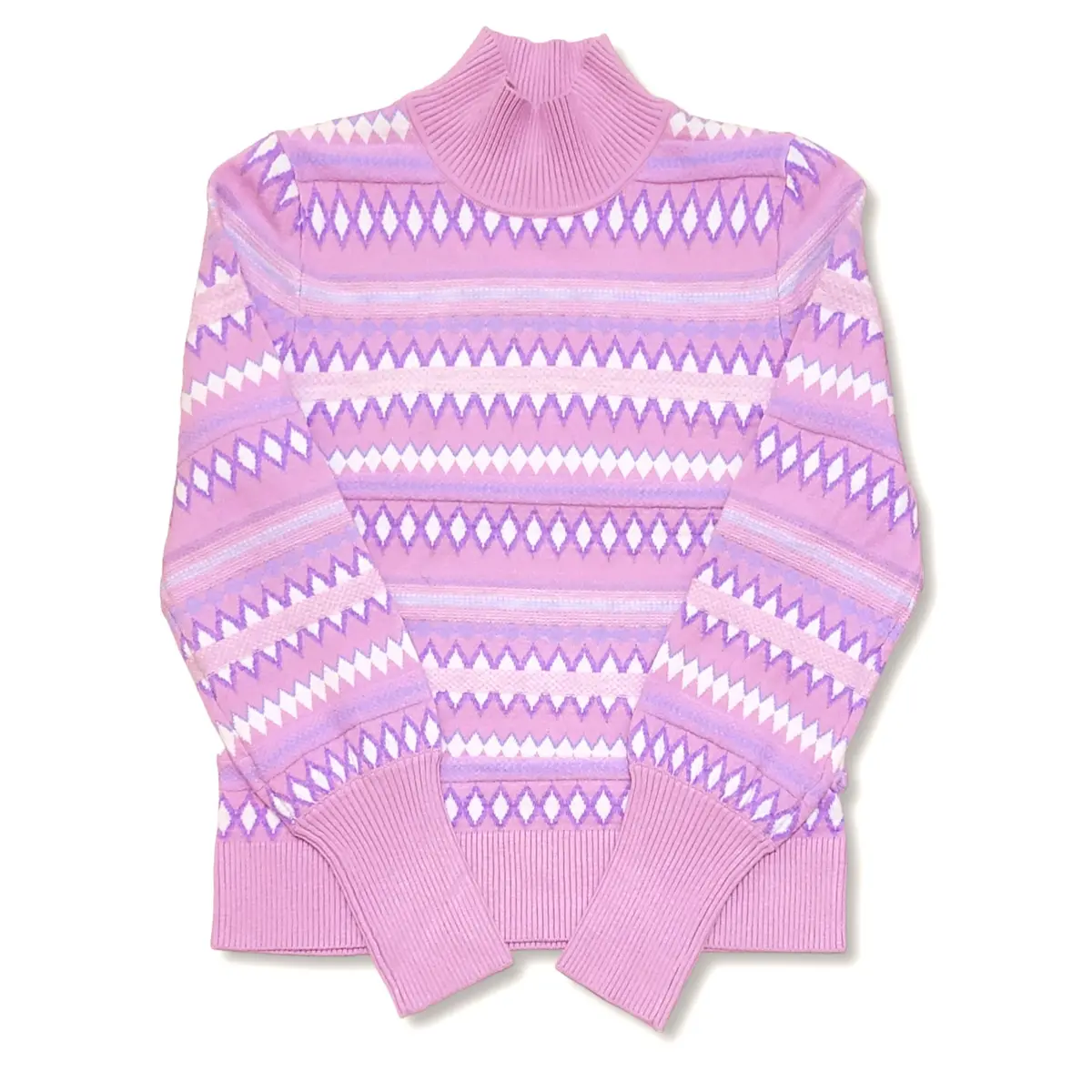Aspen Women's Super Soft Knit Fair Isle Funnel Neck Sweater 4