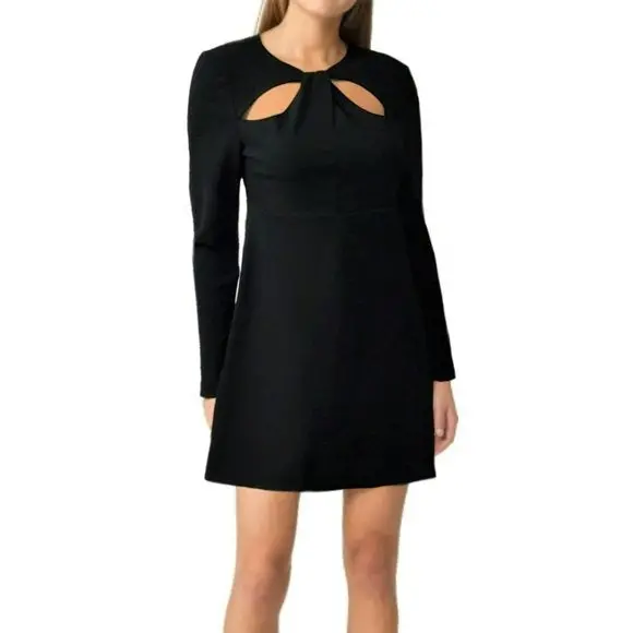Asos Twist Cut Out Front Long Sleeve High Waist Cocktail Mini Dress 1