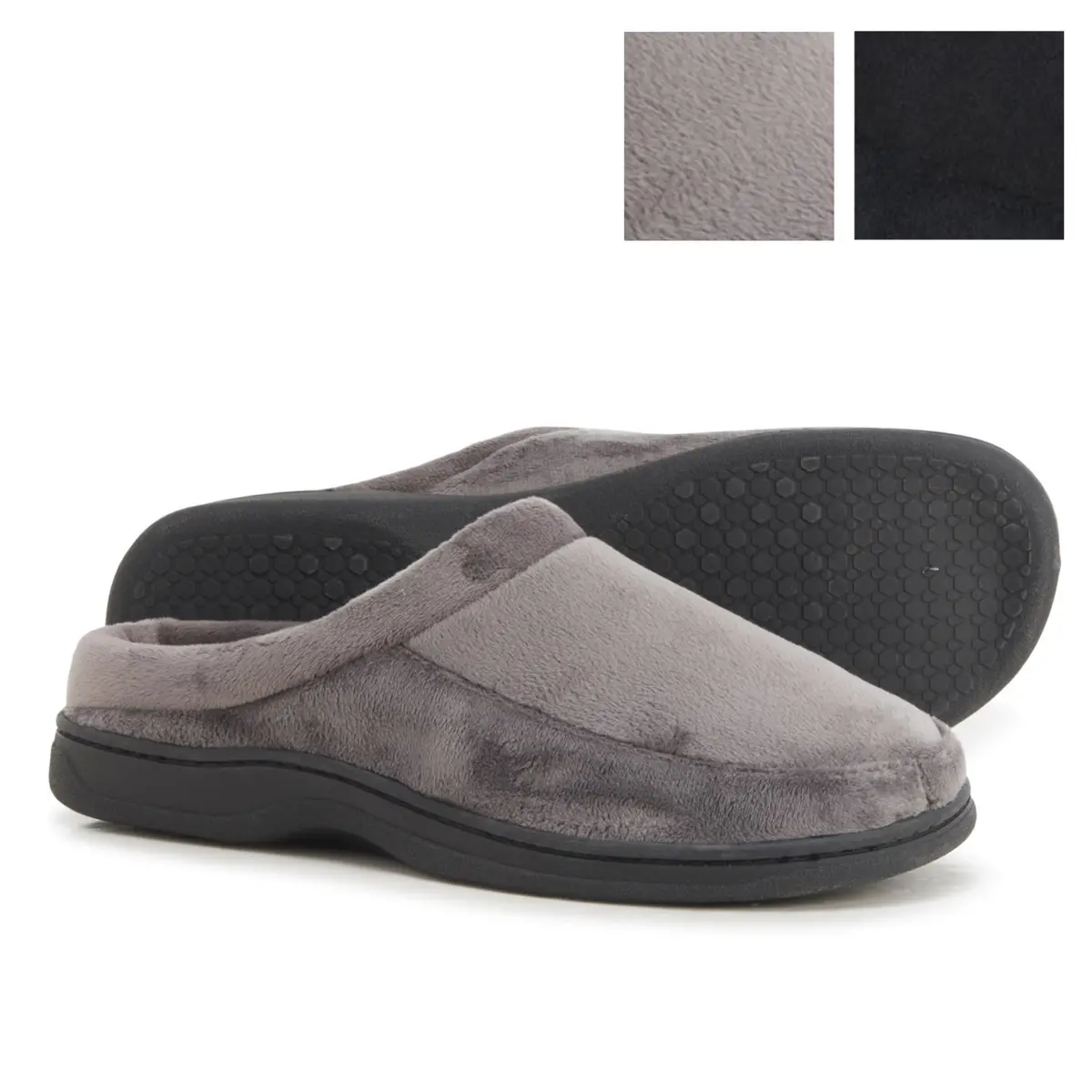 Dearfoams Men's Bradley Indoor Outdoor Velour Moc-Toe Clog Slippers 1