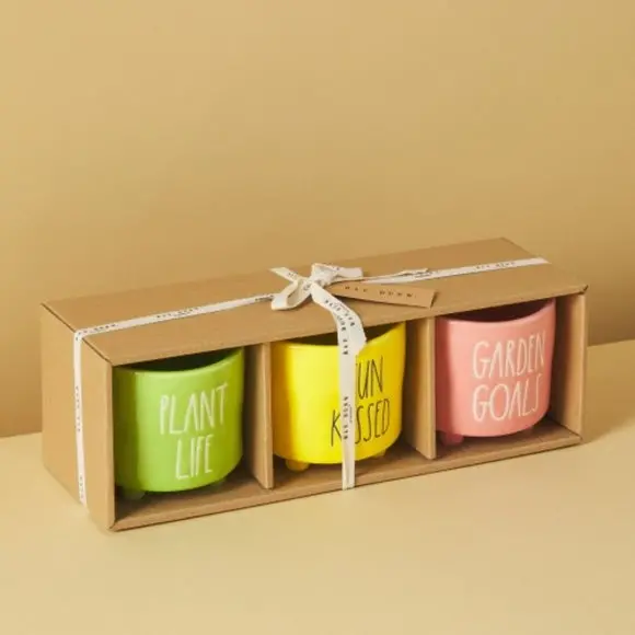 Rae Dunn 3-Pk Plant Life Ceramic Planters 1