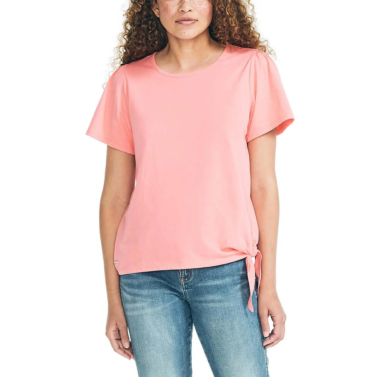 Nautica Women's Lightweight Cotton Jersey Tee Side Tie T-Shirt 1