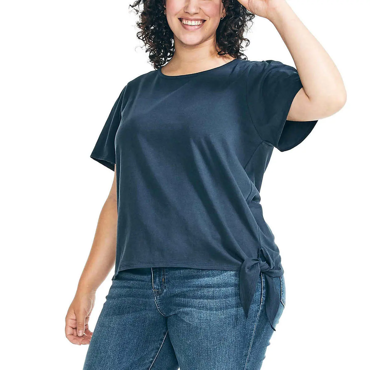 Nautica Women's Lightweight Cotton Jersey Tee Side Tie T-Shirt 1