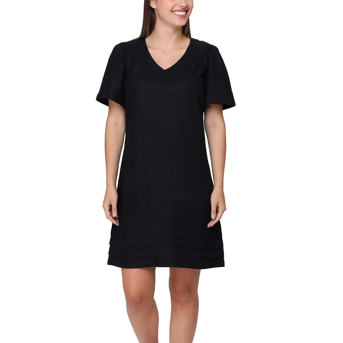 Nicole Miller Women's V-Neck Linen Blend Mini Dress 1