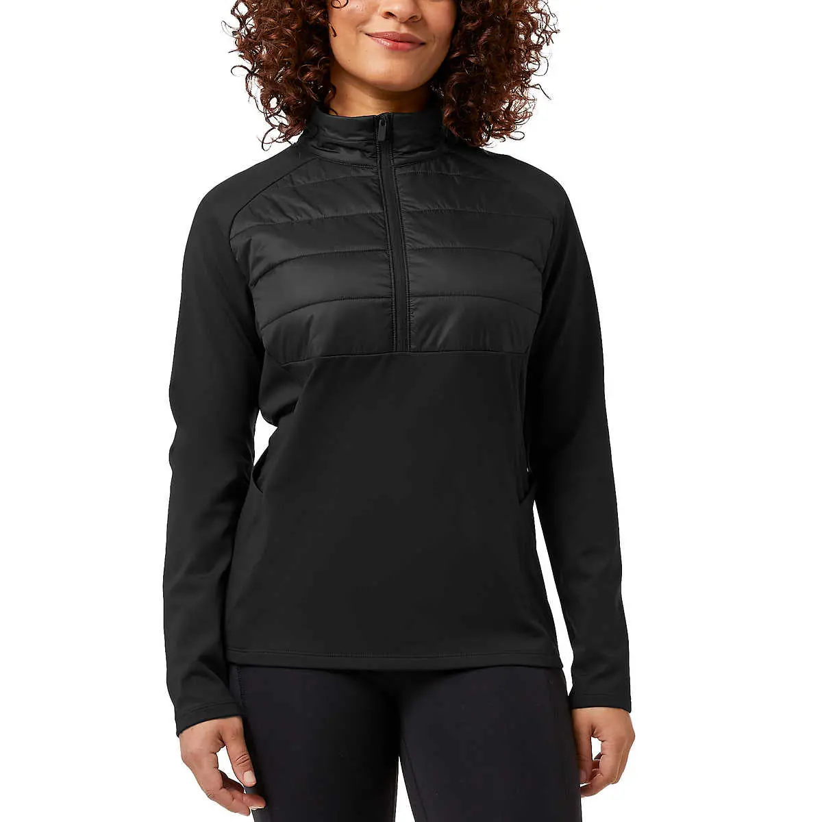 32 Degrees Women's Half Zip Fleece Lined Stretch Comfort Sweatshirt Active Top 1