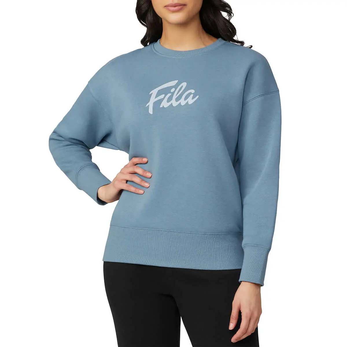 Fila Women's Chest Logo Cotton Blend Active Crewneck Sweatshirt Top 1