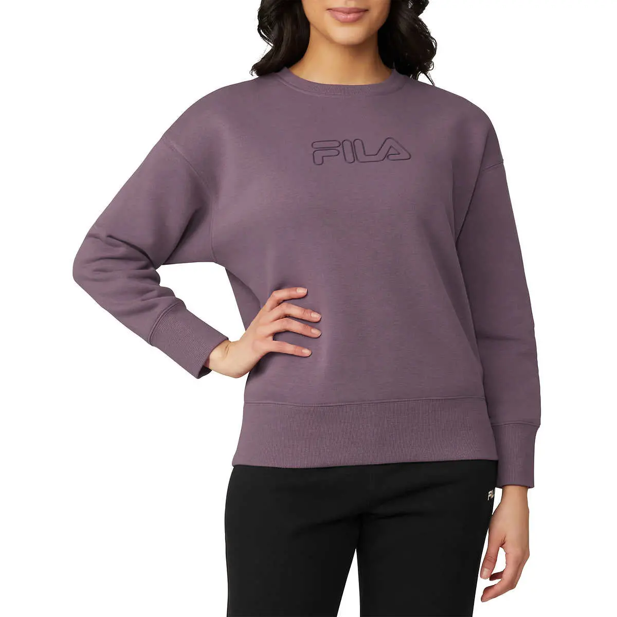 Fila Women's Chest Logo Cotton Blend Active Crewneck Sweatshirt Top 1
