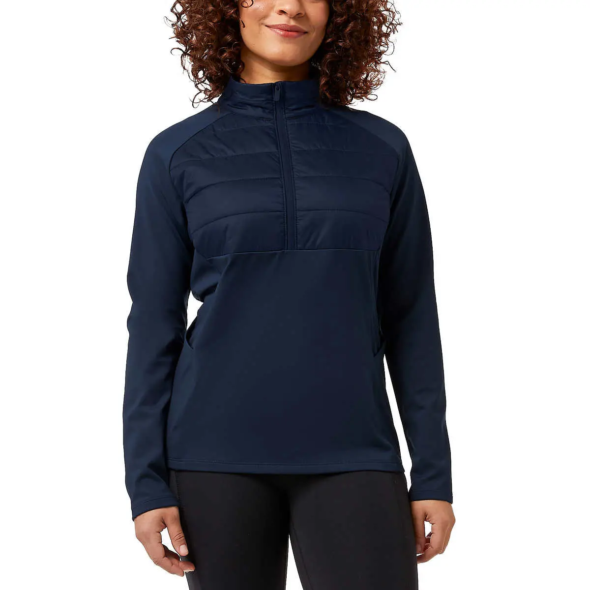 32 Degrees Women's Half Zip Fleece Lined Stretch Comfort Sweatshirt Active Top 1