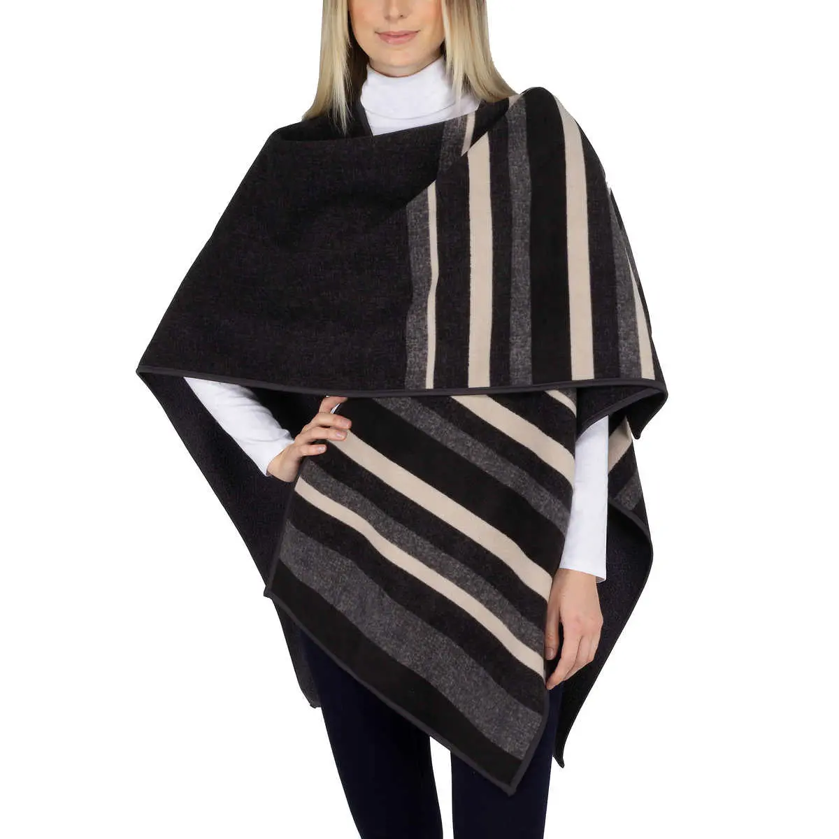 Ike Behar Women's Reversible Wrap With Soft High Pile Fleece 1