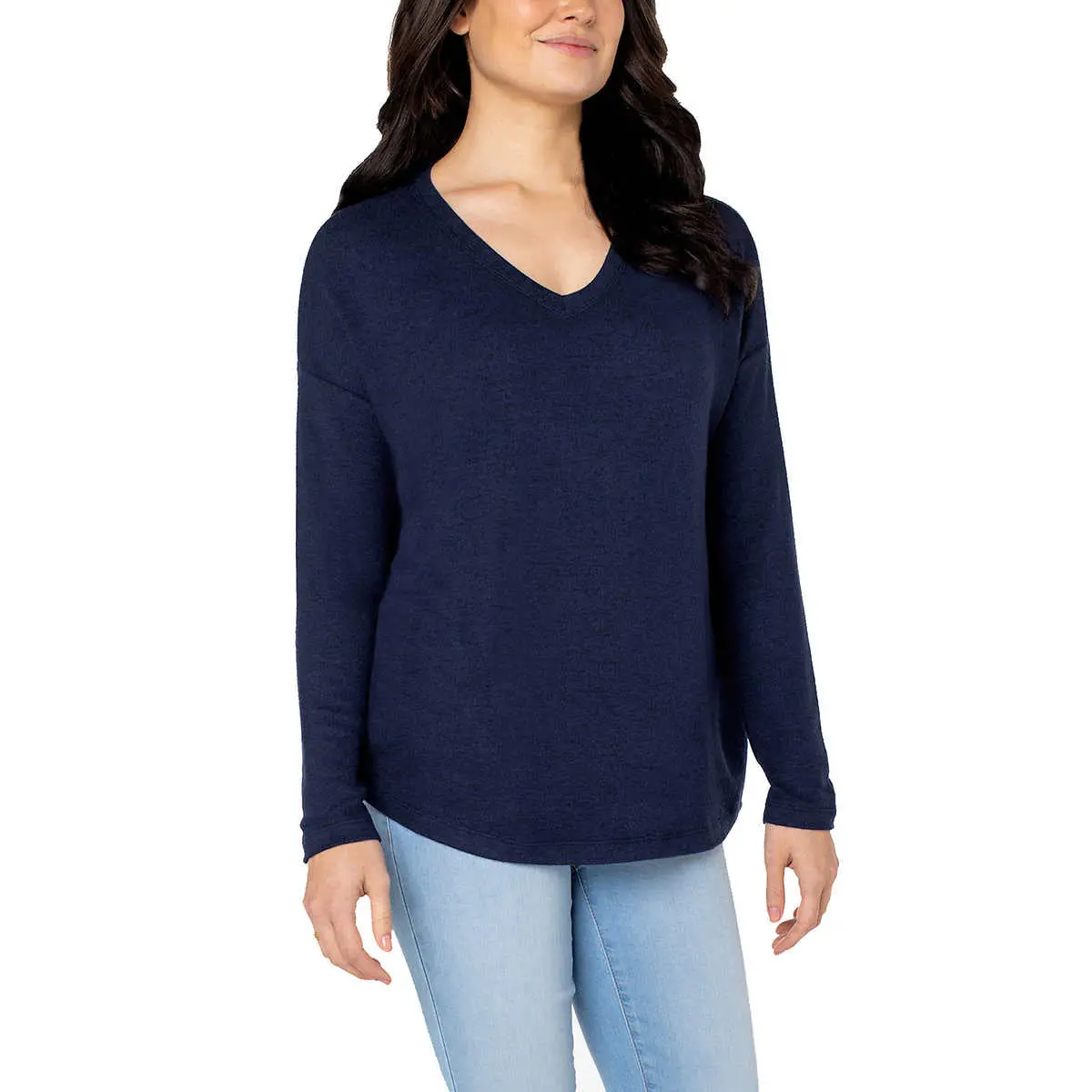 Well Worn Women's Ultra Soft V-Neck Lightweight Knit Sweater Relaxed Fit Top 1