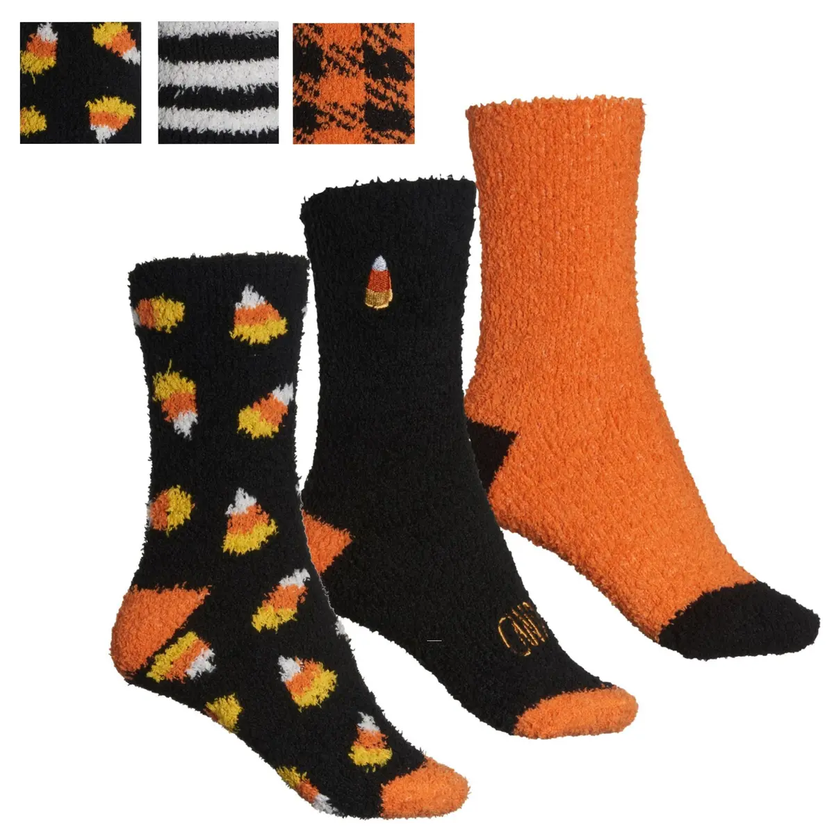 Rae Dunn Women's 3-Pack Soft Plush Halloween Candy Witch Cozy Crew Socks 1