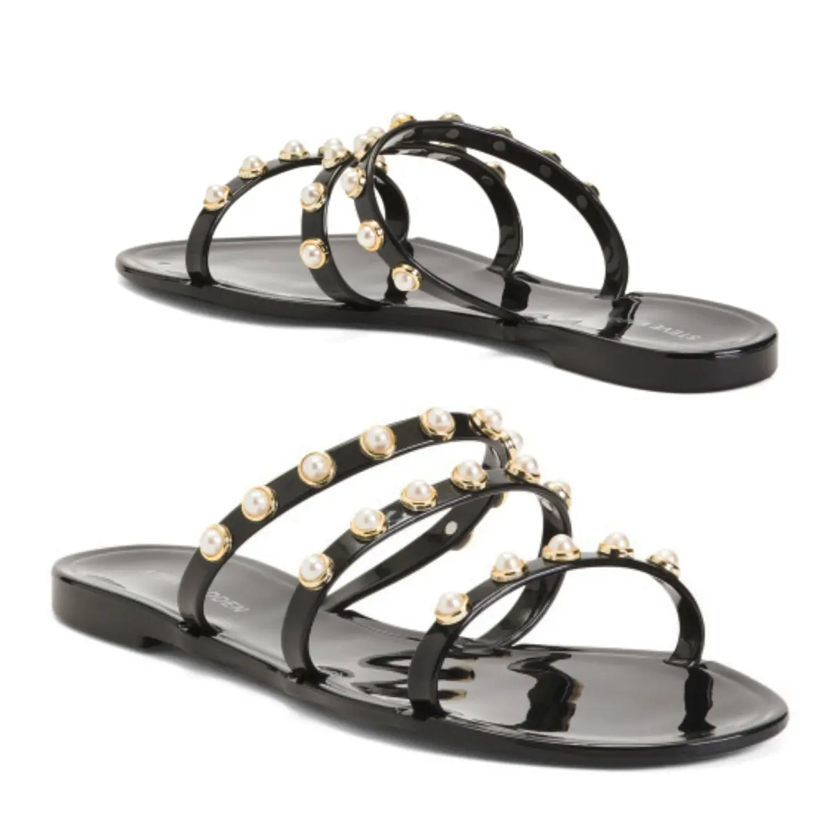 Steve Madden Women's Studded Pearl Embellished Slide-On Flat Sandals 1