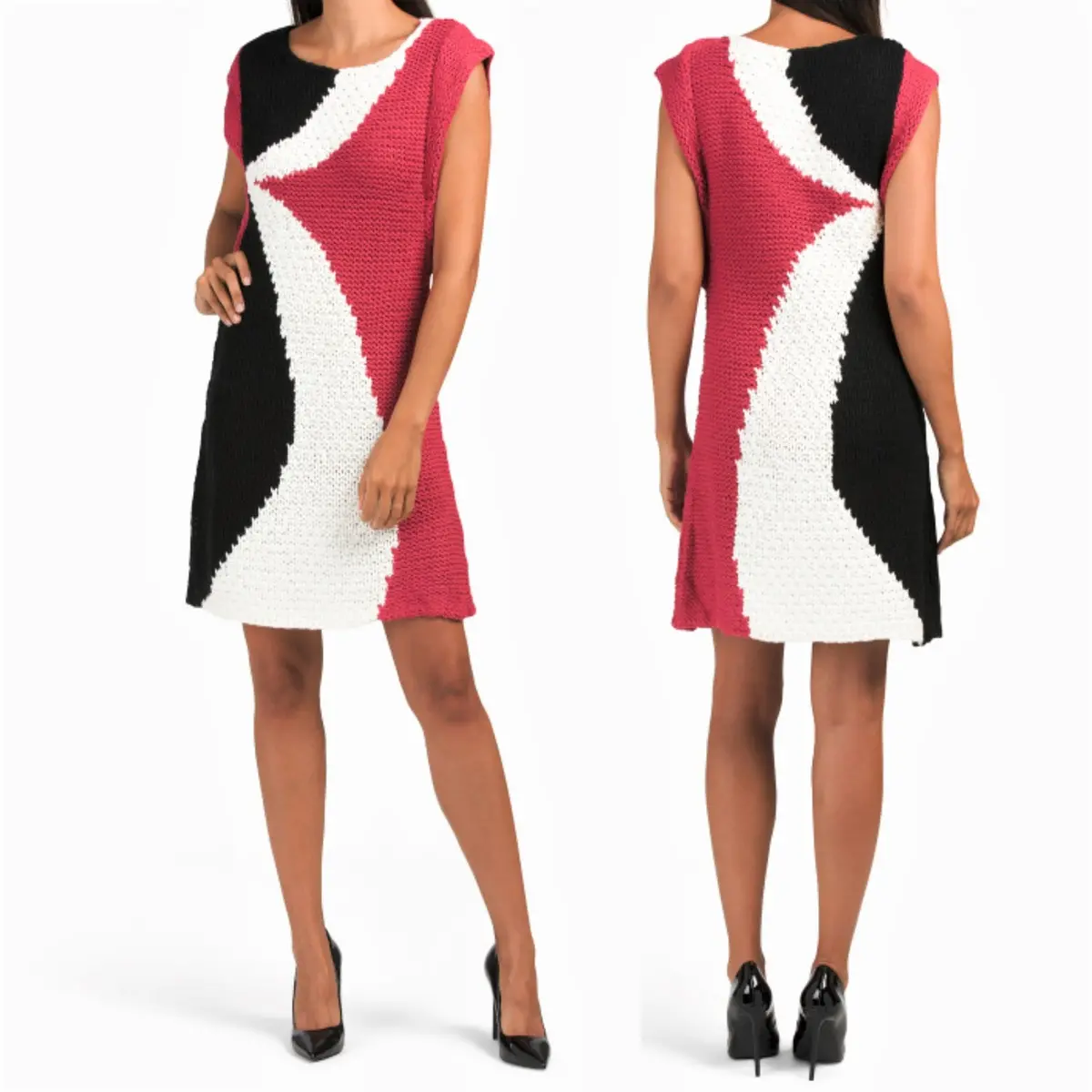 Vertigo Paris Women's Color Block Crochet Knit Mini Dress 1